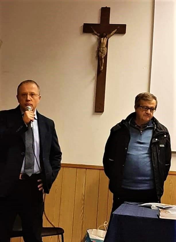 Giuseppe Brienza e il responsabile Comunicazione di Radio Mater Enrico Viganò durante la presentazione del libro a Roma