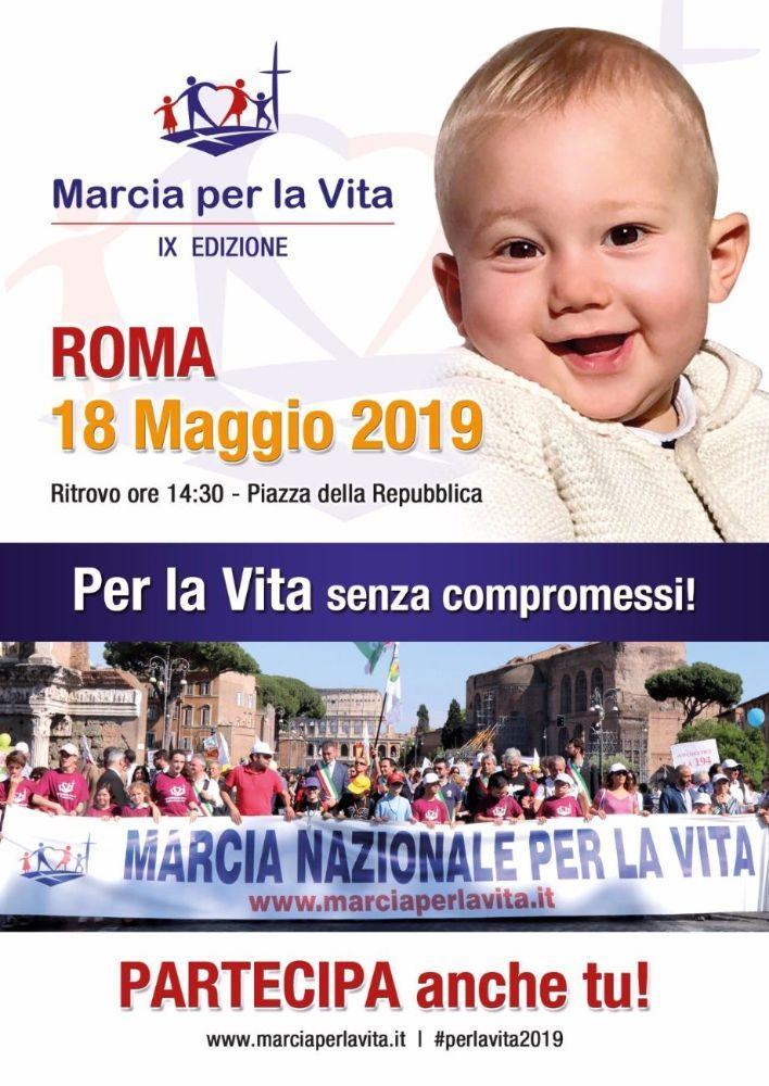 Locandina IX Marcia Nazionale per la vita 18.5.2019