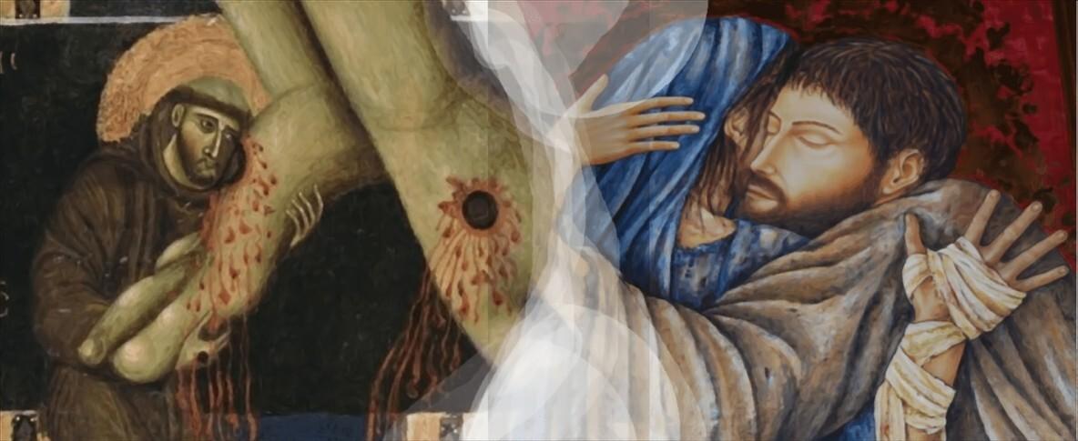 Francesco abbraccia Cristo e la Persona con lebbra