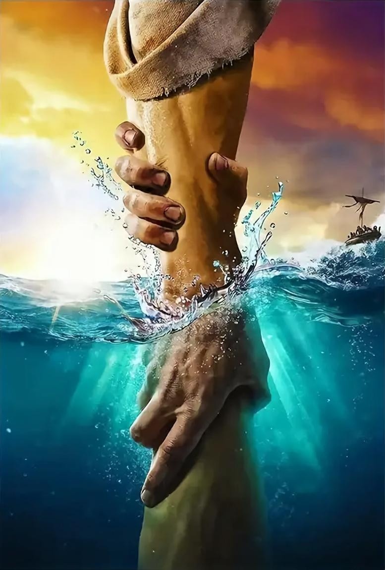 Jesus saves Peter